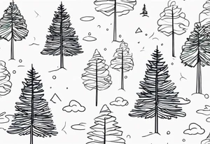 Continuous line pine trees tattoo idea