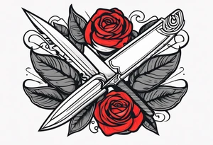 Messer mit Stacheldraht und Rose tattoo idea