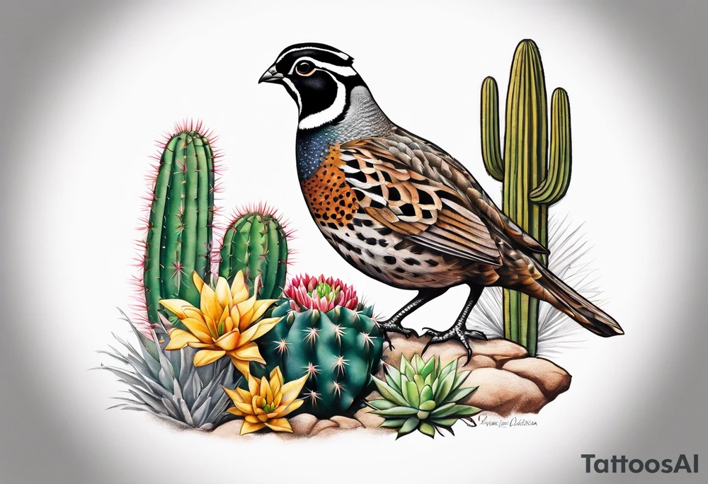 Arizona, quail, cacti tattoo idea