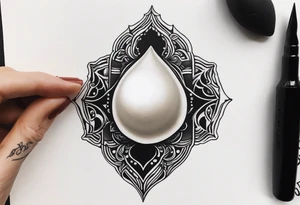A black only small tattoo of a pearl that would be found in an oyster. Do not include the oyster tattoo idea