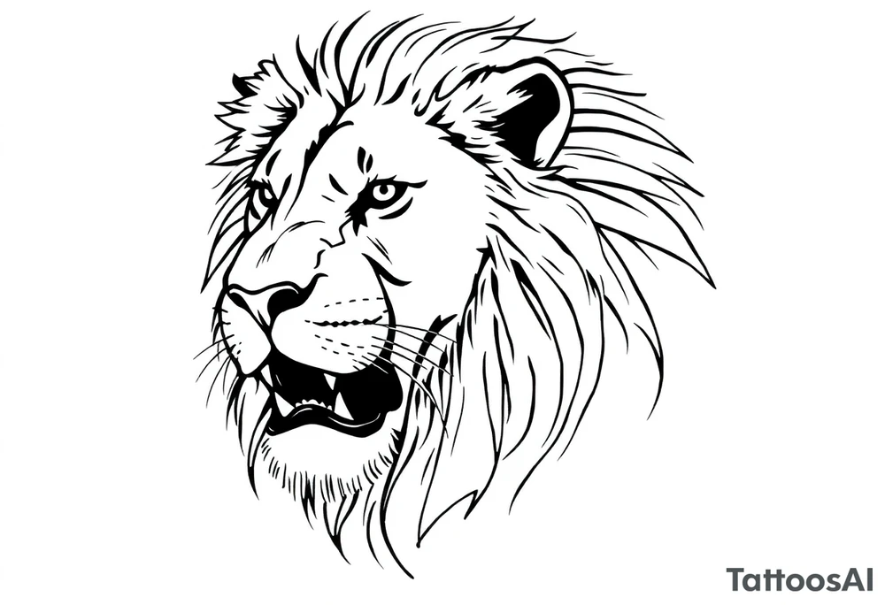powerful majestic lion, close-up tattoo idea
