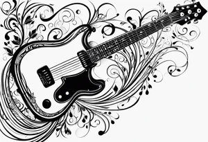 music staff and guitars tattoo idea