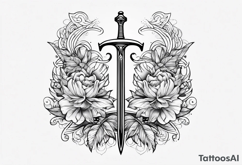 Sword with Libra scale as handle tattoo idea