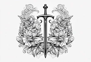 Sword with Libra scale as handle tattoo idea