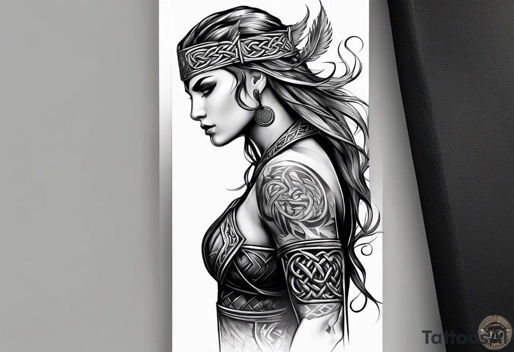 Celtic warrior full body side profile tattoo idea