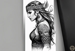 Celtic warrior full body side profile tattoo idea