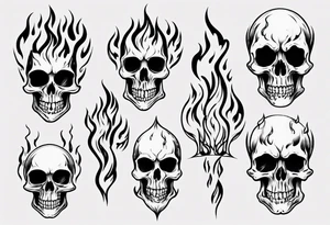 Skeleton head flames tattoo idea