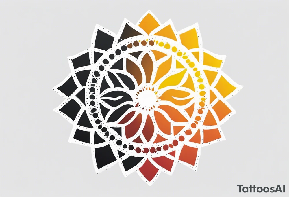 simple sunshine shape made of dots, quite tribal and basic looking. no solid lines tattoo idea