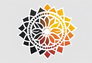 simple sunshine shape made of dots, quite tribal and basic looking. no solid lines tattoo idea