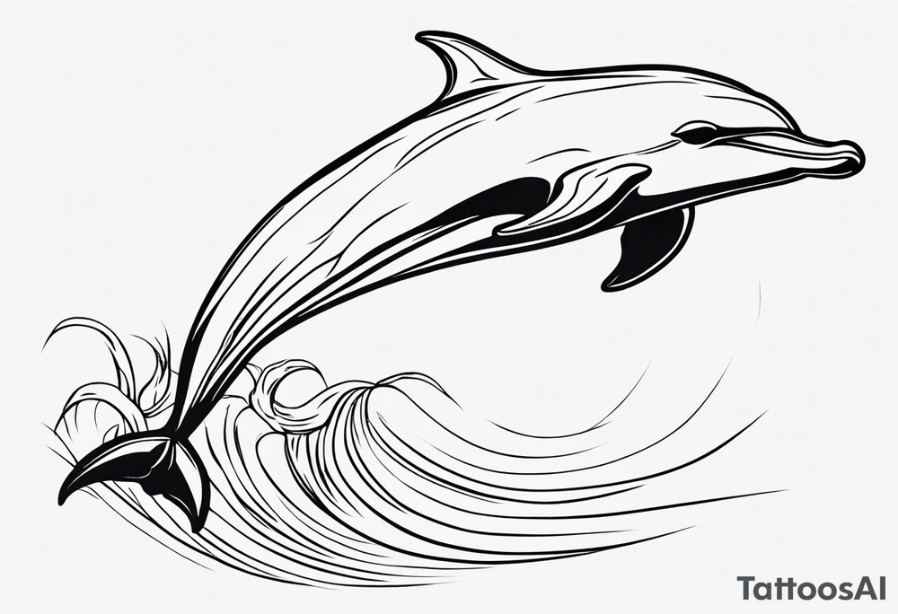 Thin extern outline of a dolphin without any fill. Just the outer lines only. tattoo idea