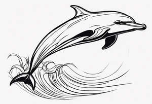 Thin extern outline of a dolphin without any fill. Just the outer lines only. tattoo idea