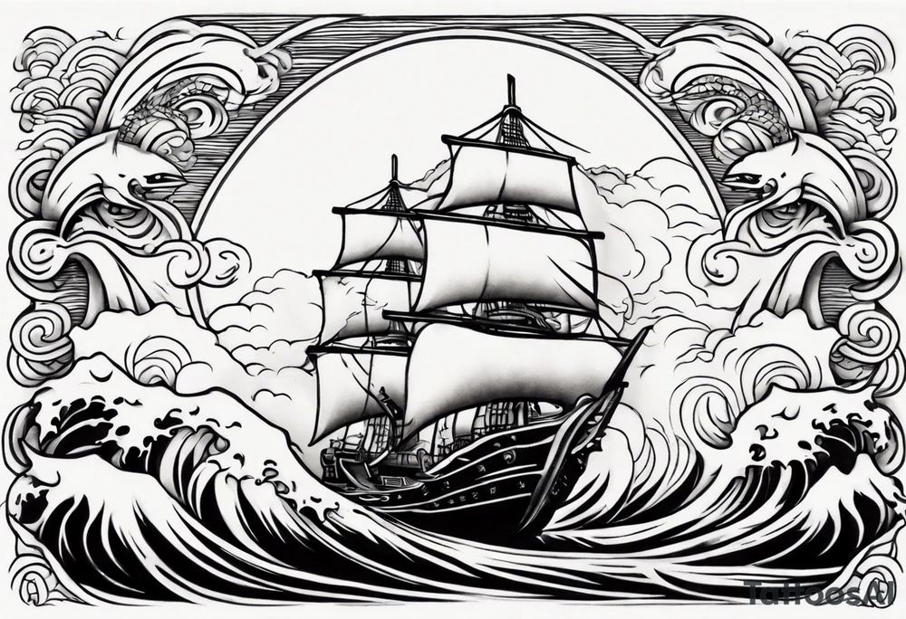 ocean waves ship 
forearm tattoo tattoo idea