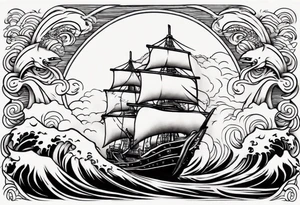 ocean waves ship 
forearm tattoo tattoo idea