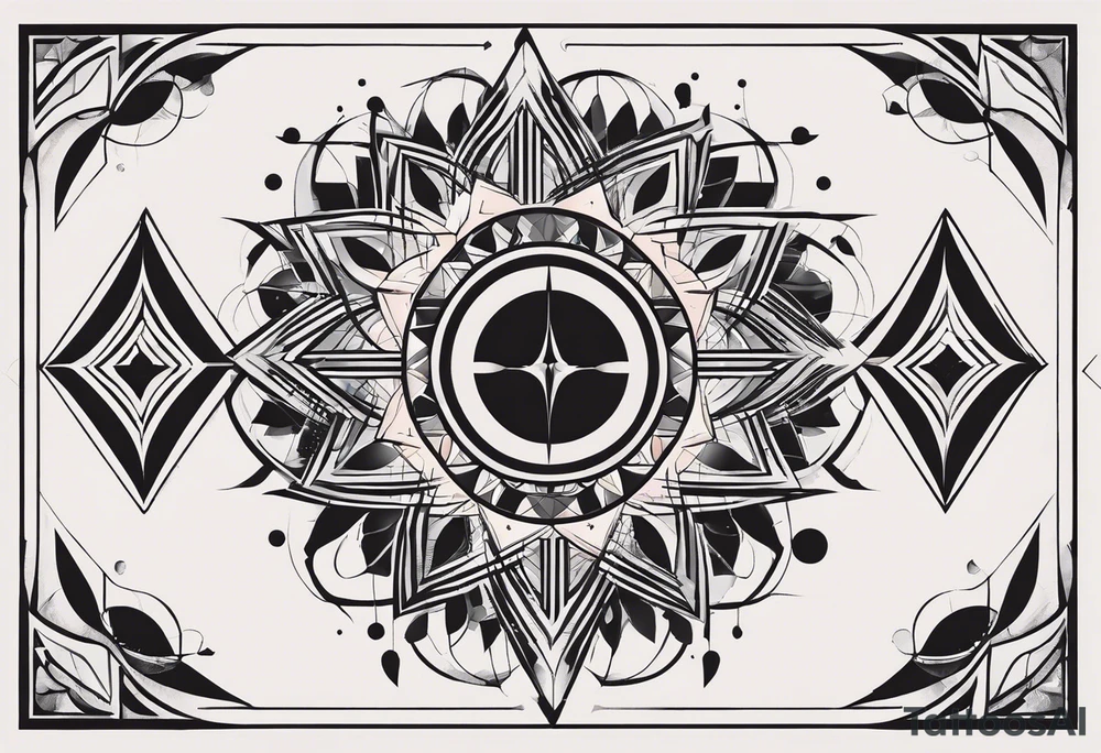 I'd like a minimalist geometric tattoo design symbolizing balance in life.  The design should be abstract. I'm open to various geometric shapes and patterns, but prioritize a harmonious and balanced overall look. tattoo idea