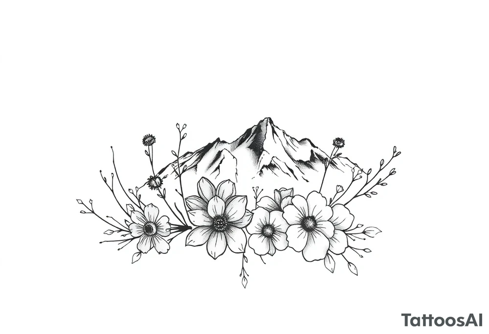 I already have a nature scene on my upper right arm and a mountain range on the inside of my bicep and want plant and flowers to fill in between them tattoo idea