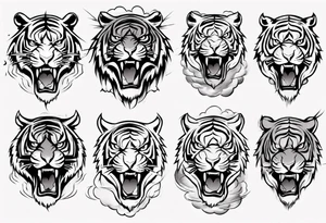 A thundergod tiger forearm sleeve tattoo, with lightning and clouds filling the area tattoo idea