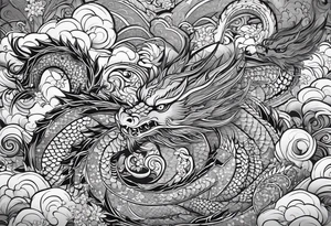 vietnamese patterns, black and white, full back, include a dragon tattoo idea