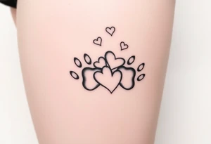 Paw prints with bunch of hearts tattoo idea