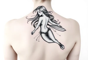 Freediving Woman with fins tattoo idea