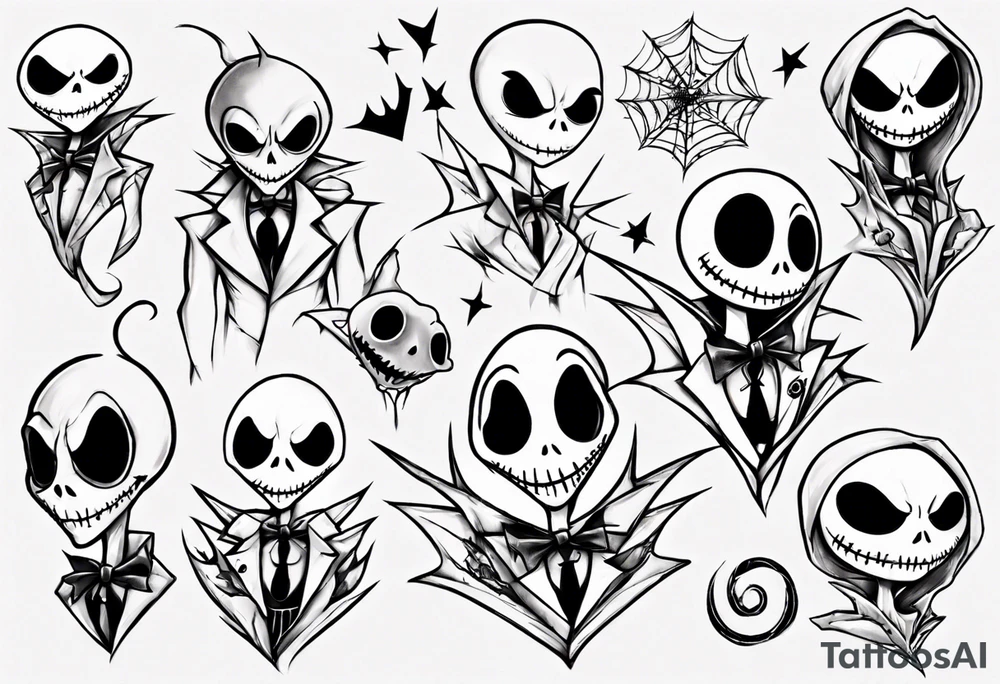 jack skellington and zero tattoo idea