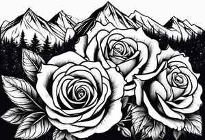 Mountain, rose and dessert tattoo idea