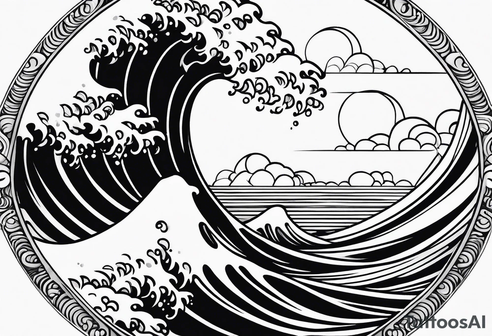 stylized waves in simple, minimalist tattoo idea