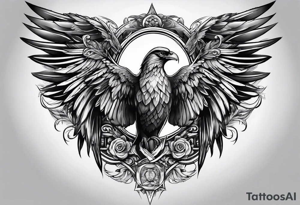 chest Christianity and wings tattoo idea