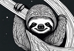 Abstract color hanging sloth tattoo idea