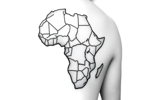 create a shoulder tattoo. I want a map of africa with south sudan outlined tattoo idea