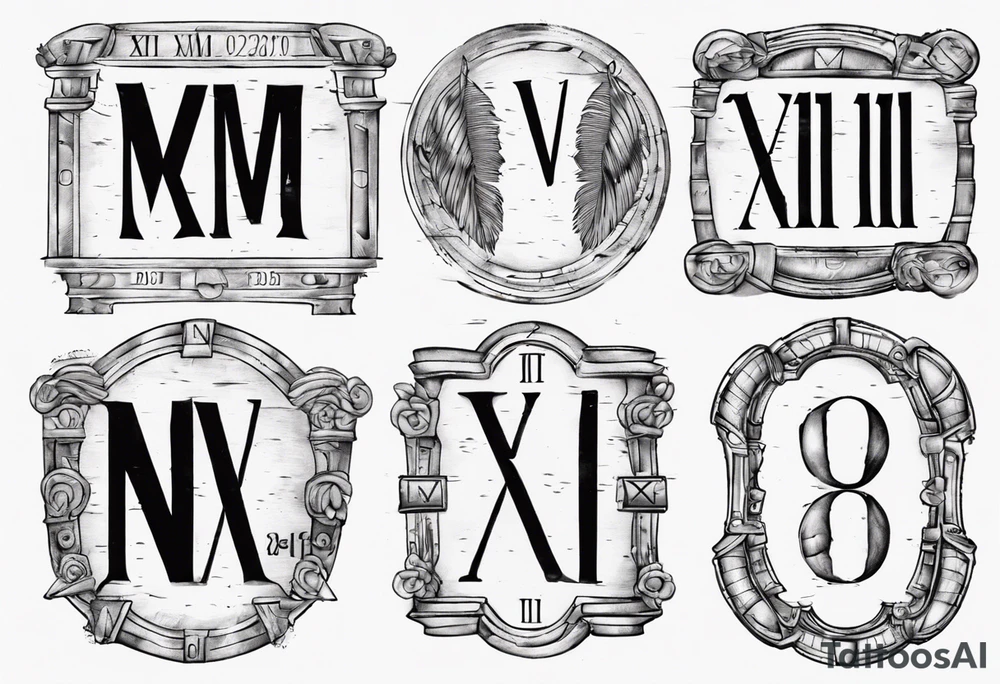 Roman numeral date filled it with fingerprint tattoo idea