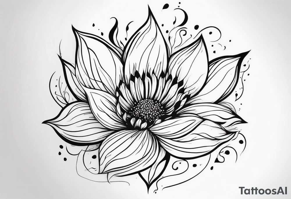 A resilient flower surrounded by fire tattoo idea