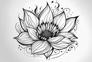 A resilient flower surrounded by fire tattoo idea