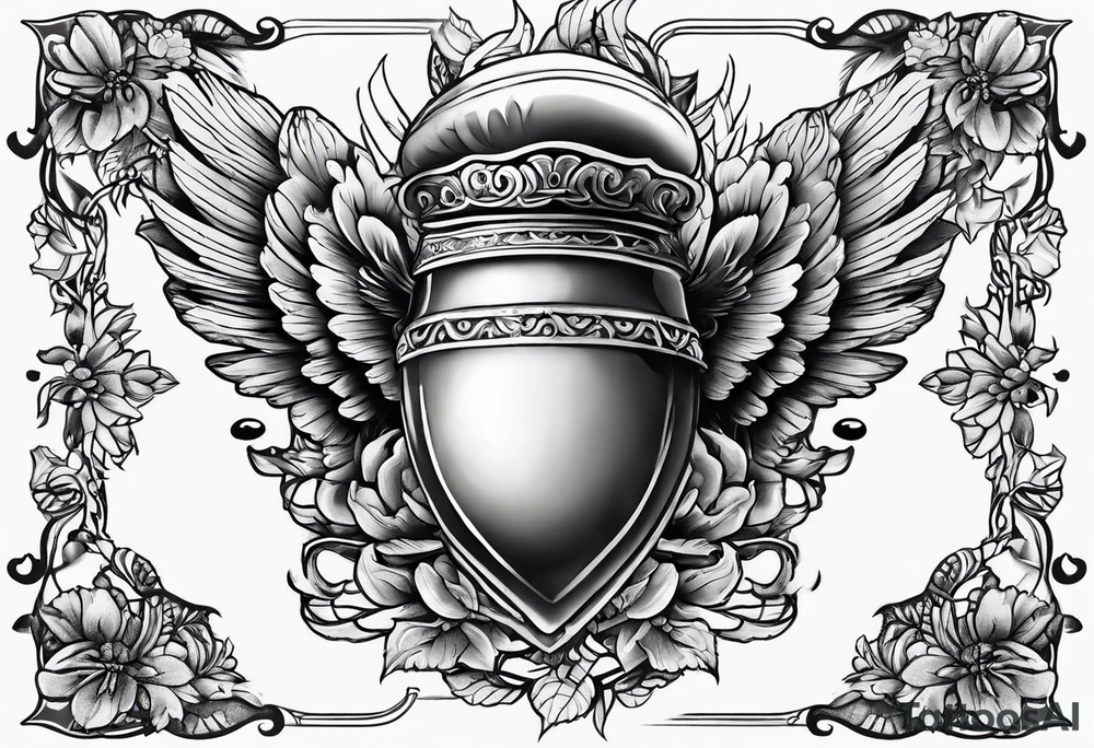 Acorn with angel wings tattoo idea
