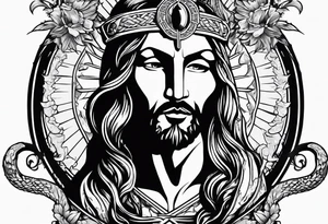 Almighty Jesus' sword cutting off the serpent head off tattoo idea