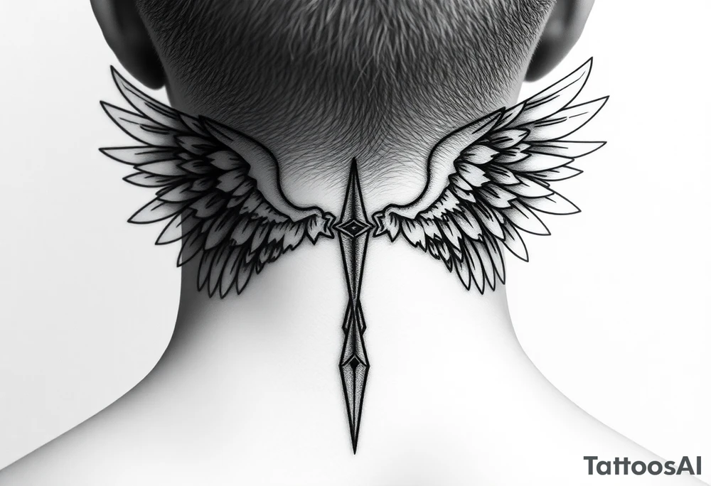 wings on the back of the neck tattoo idea