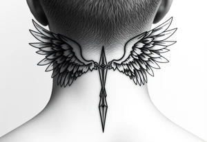 wings on the back of the neck tattoo idea