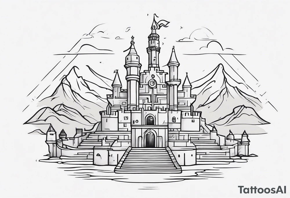 Labyrinth Castle with bell tattoo idea