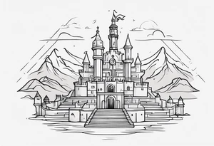 Labyrinth Castle with bell tattoo idea