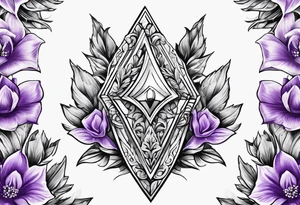 Arrowhead wrapped in lavender flowers tattoo idea