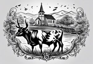 hunting and cows and bulls and fishing and love and church. tattoo idea