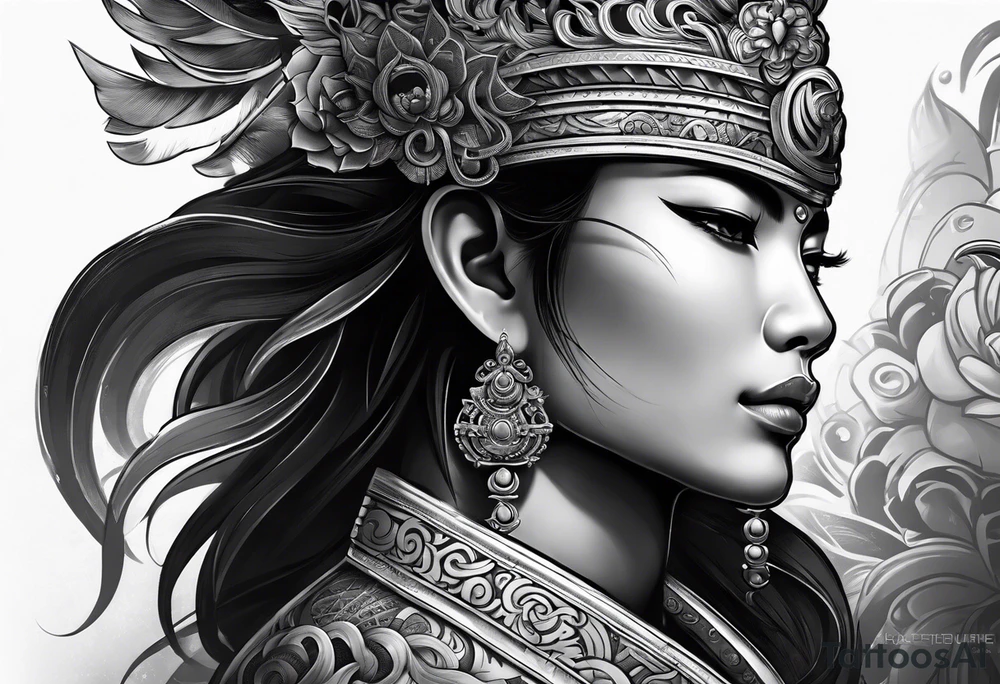 Balanise Barong side view tattoo idea