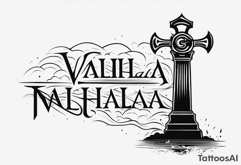 Valhalla
sword stairs axe mist fog tattoo idea