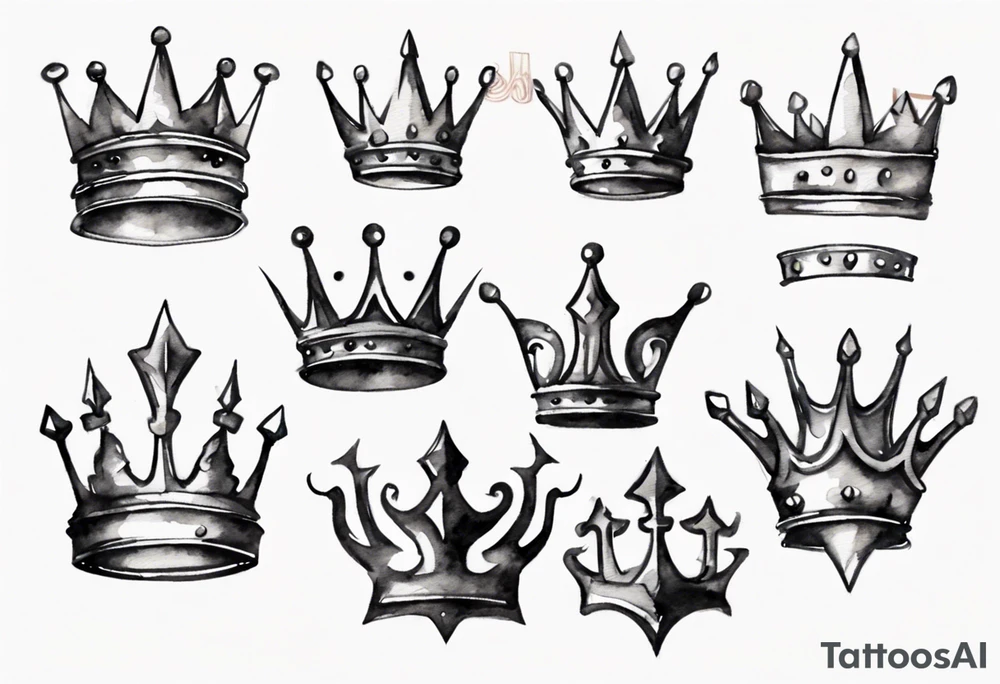 a watercolor of a simple iron crown tattoo idea
