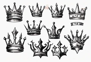a watercolor of a simple iron crown tattoo idea