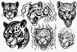 Panther with flames tattoo idea