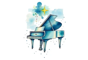 dreamy grand piano under the star tattoo idea