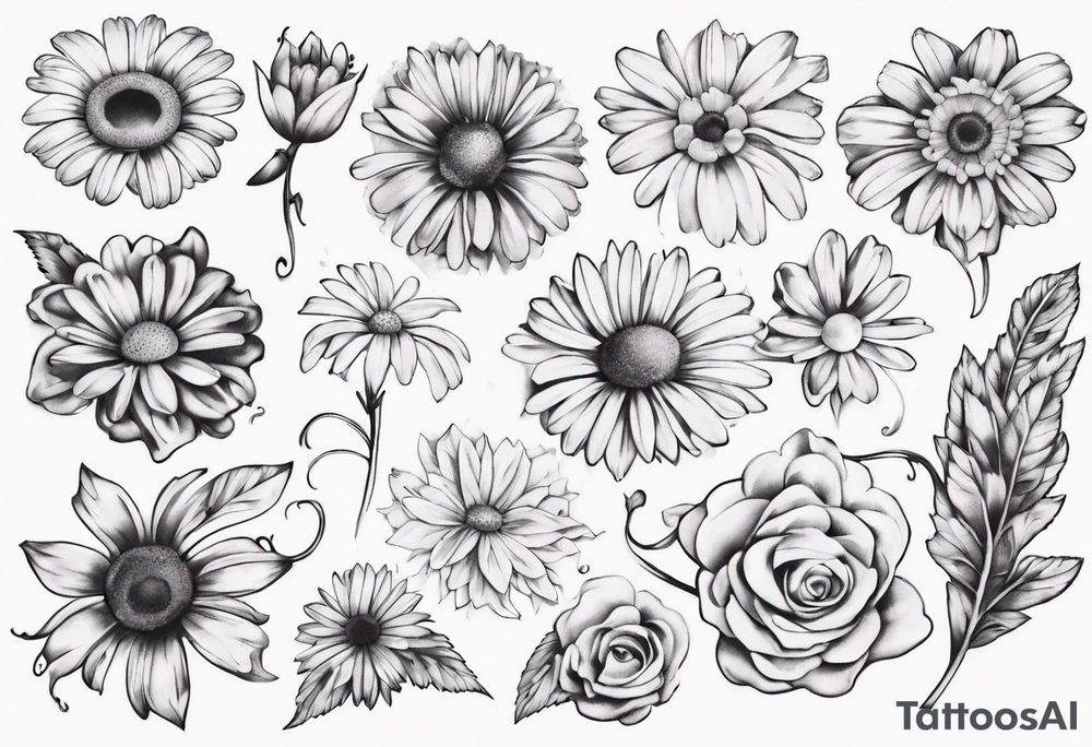 A part of fancy house and a daisy tattoo idea