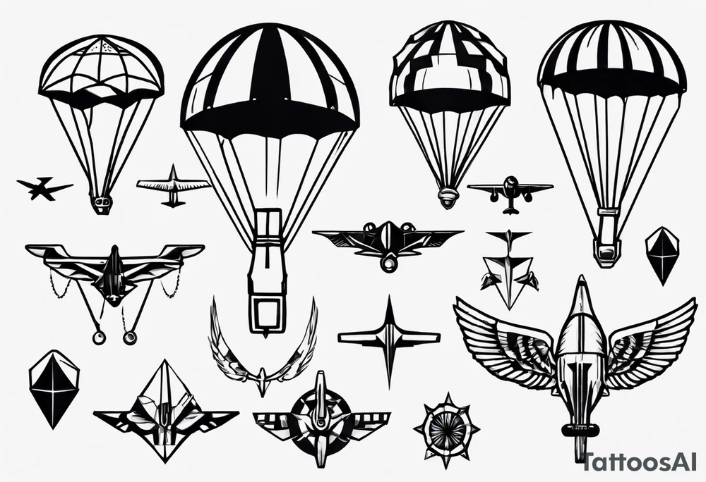 parachute and guns tattoo idea