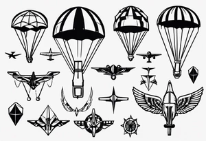 parachute and guns tattoo idea