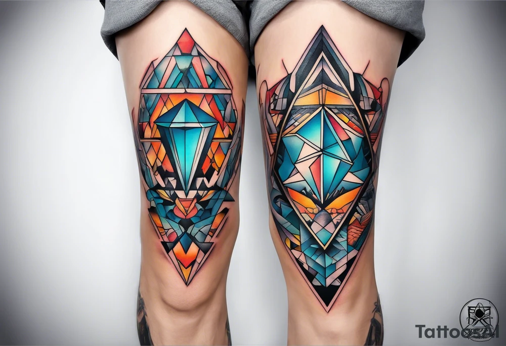 knee tattoo with geometric shapes tattoo idea